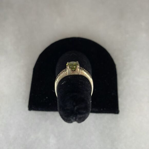 Sterling Silver Marcasite and Peridot-Colored Stone Ring - Picture 5 of 10
